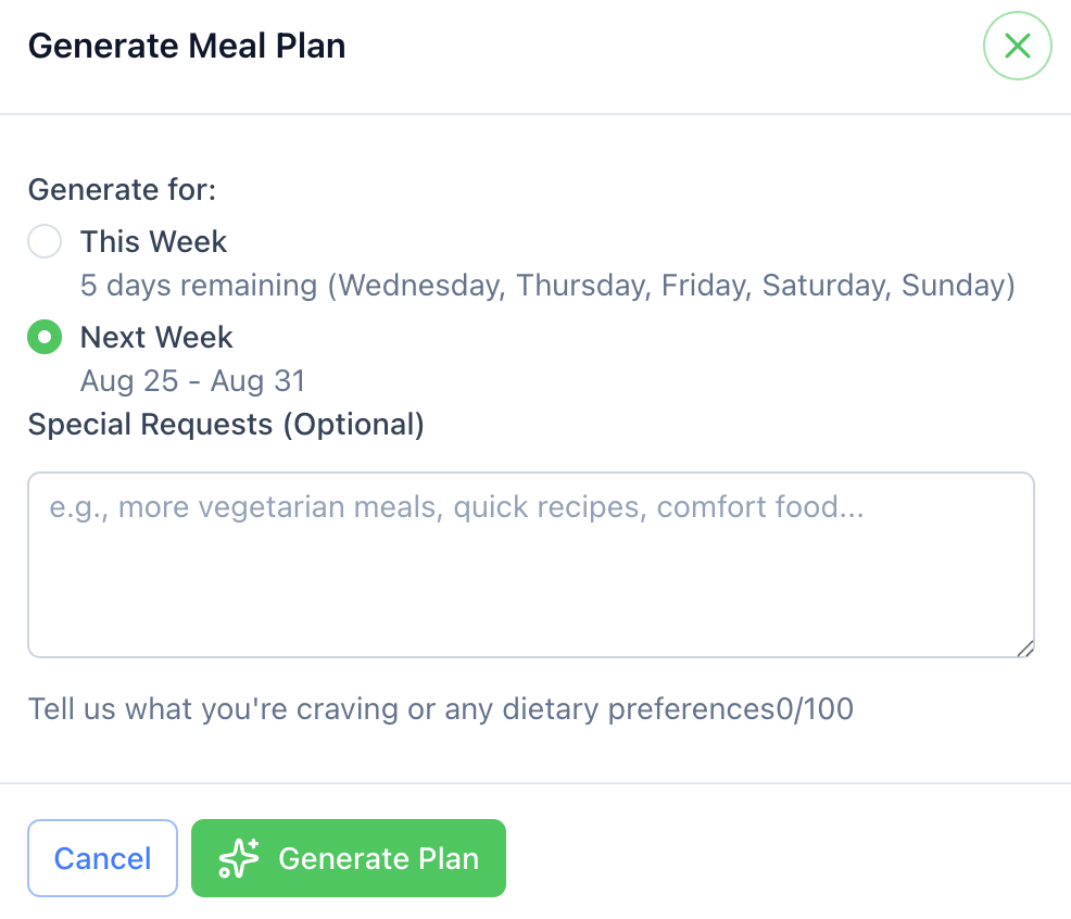 AI generated meal plans to make your life easier