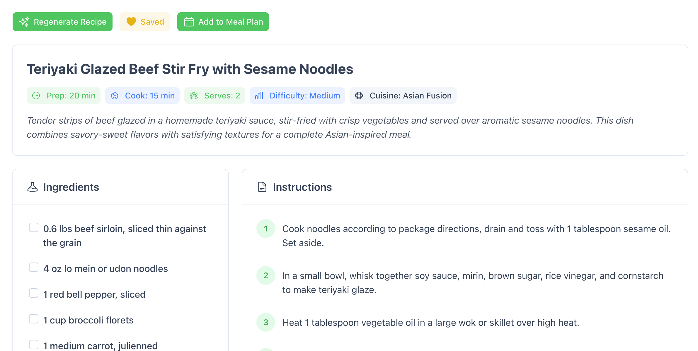 Easy to understand recipes with ingredients list you can check off