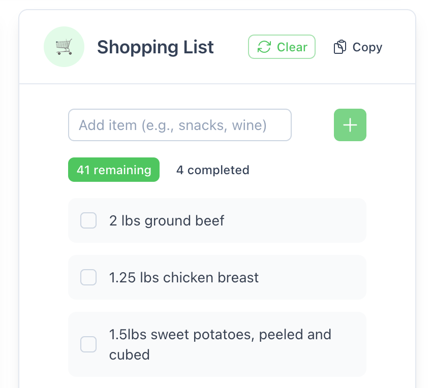 image of easy to use and automated shopping list